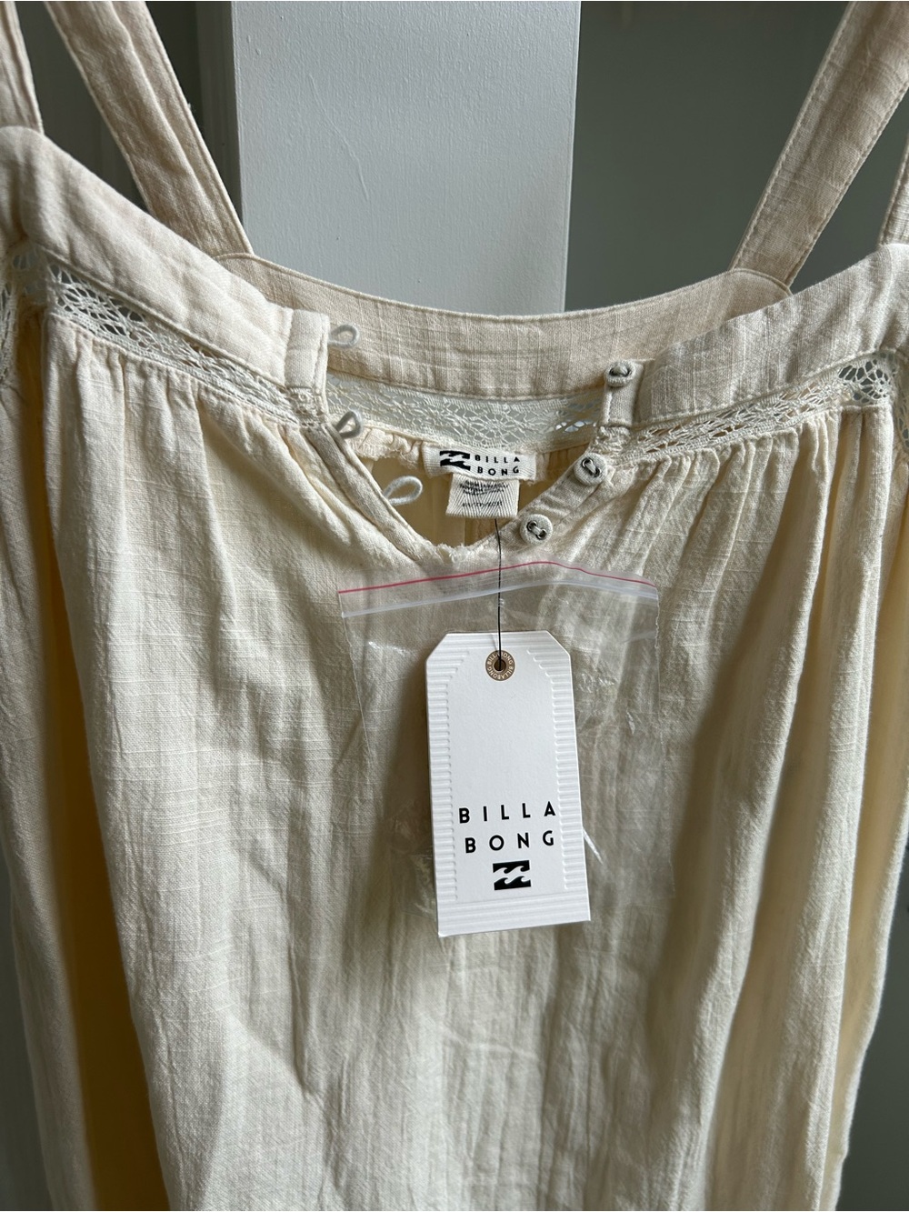 Billabong Cream Boho Maxi Dress with Lace Trim - Summers End Maxi - Picture 2 of 7
